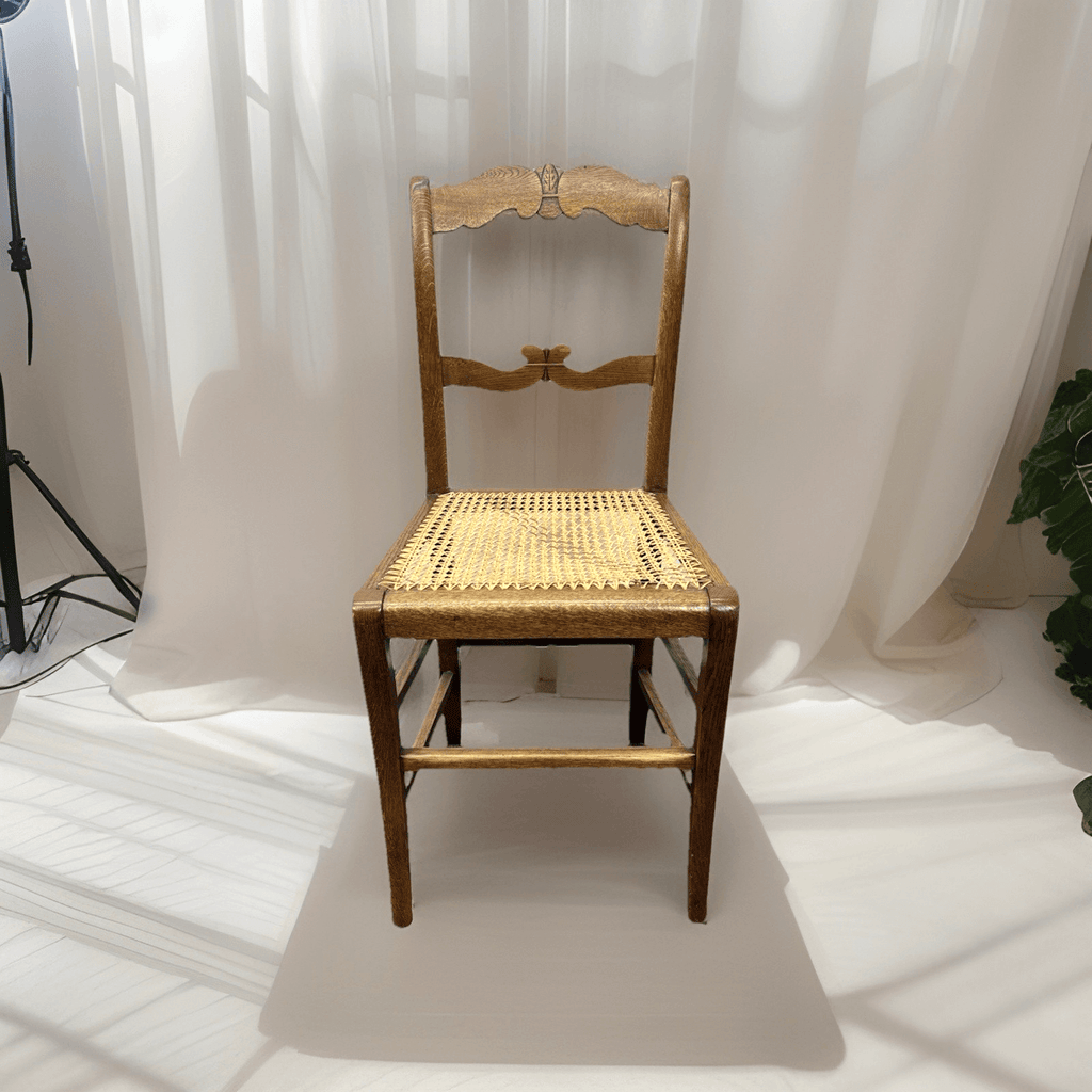 Antiker Holzstuhl mit Wiener Geflecht – Art Deco , Vintage, Küche, Büro, Kaffee