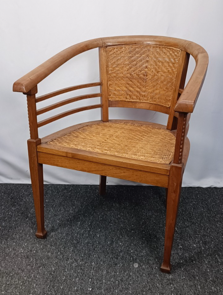 Antiker Kolonialstil Sessel Rattangeflecht Armlehnstuhl Tropenholz Original