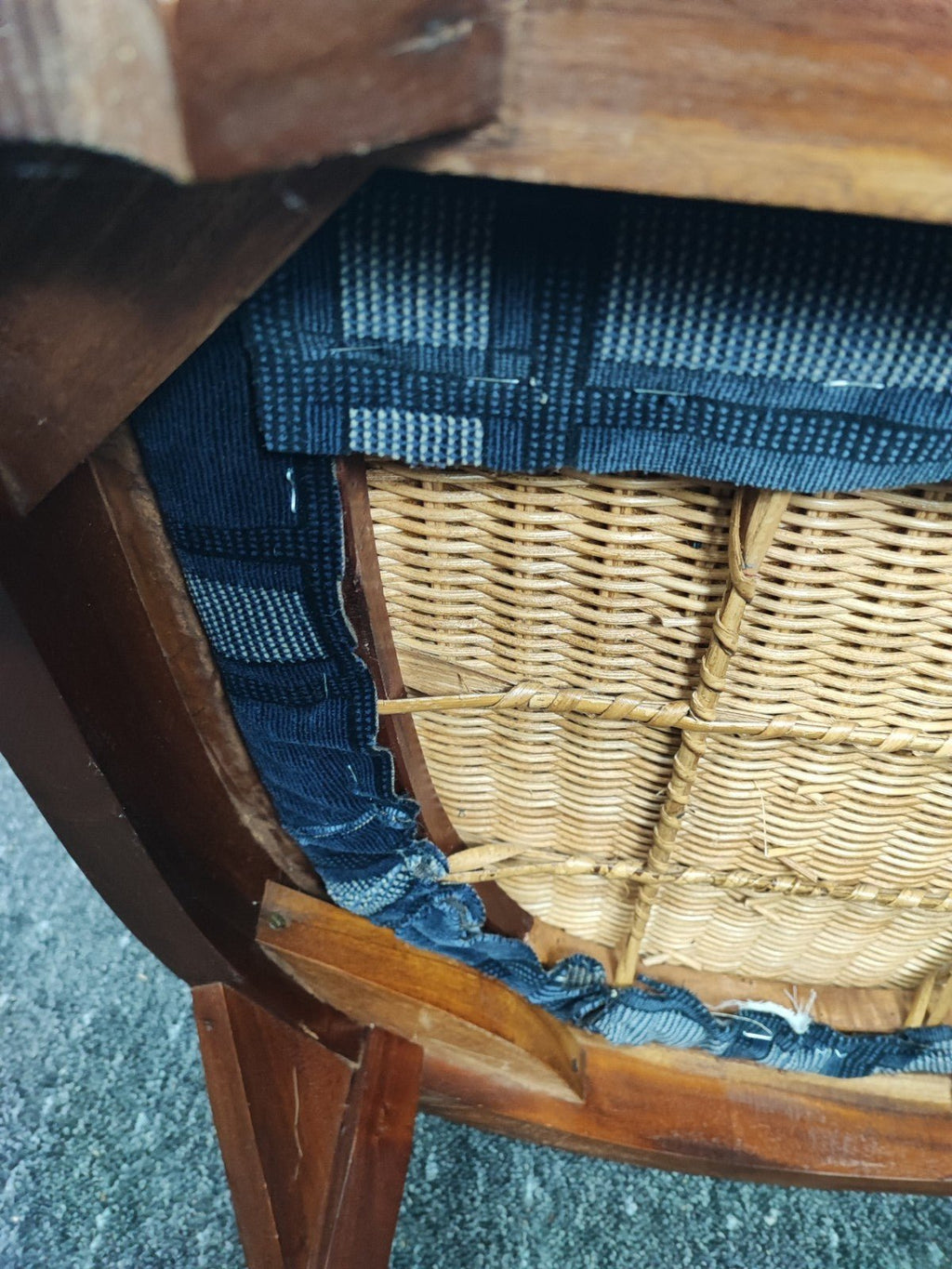 Kolonialstil Armlehnstuhl Massivholz Rattan Sessel Korbstuhl Polstersitz Vintage - Wesel Antik Kunst Vintage