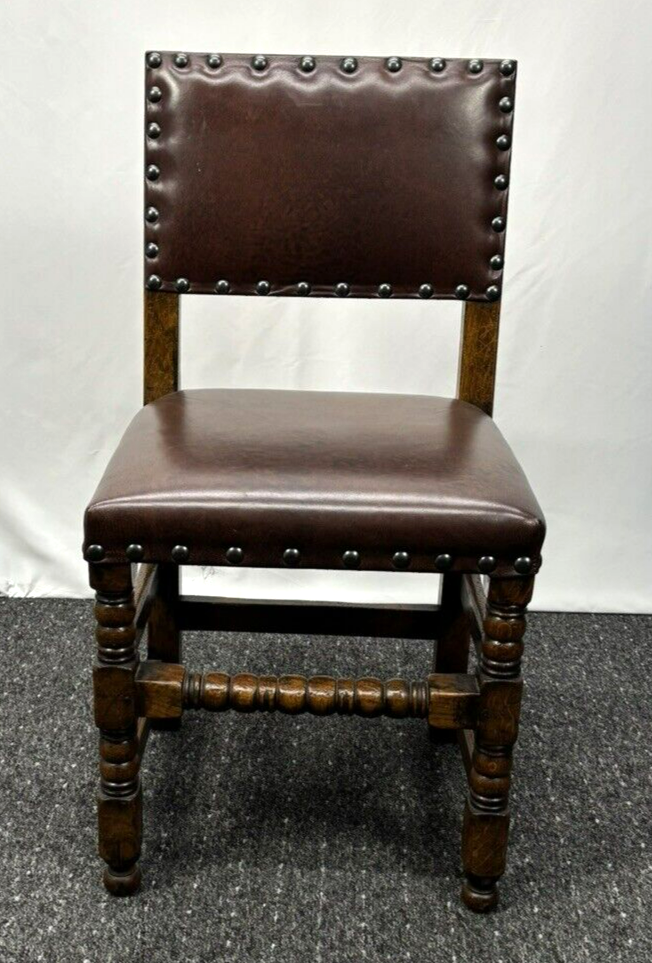 1 von 4 Lederstuhl Esszimmer Art Deco Vintage Massivholz gut gepolstert Büro