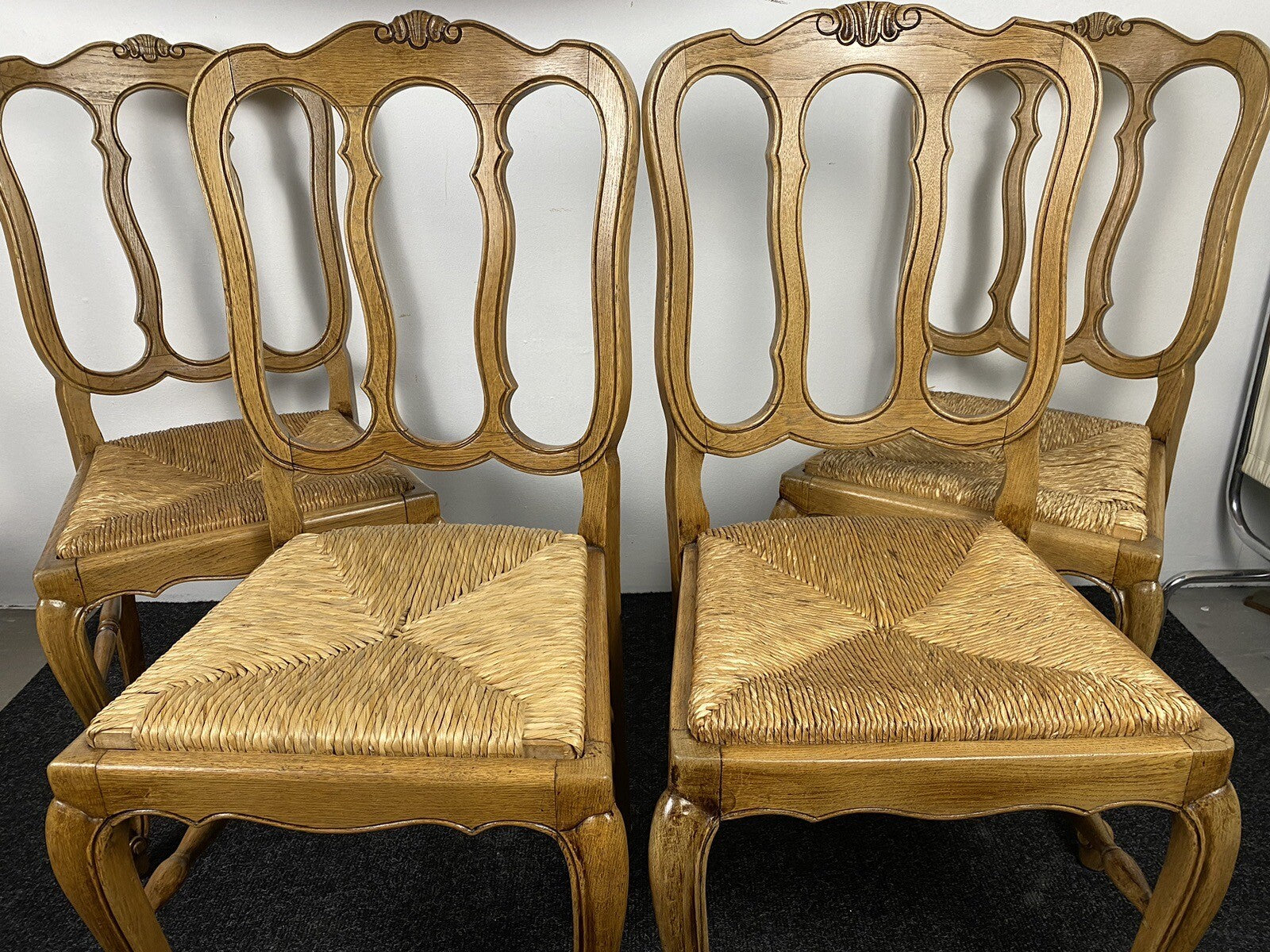 4er Stuhlset, Chippendale Stil, Esszimmer, Küche, ArtDeco, geflochtener Sitz