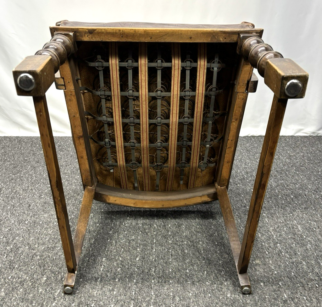 Thronstuhl Armlehnstuhl Antik Art Deco Massivholz Leder Hochlehner