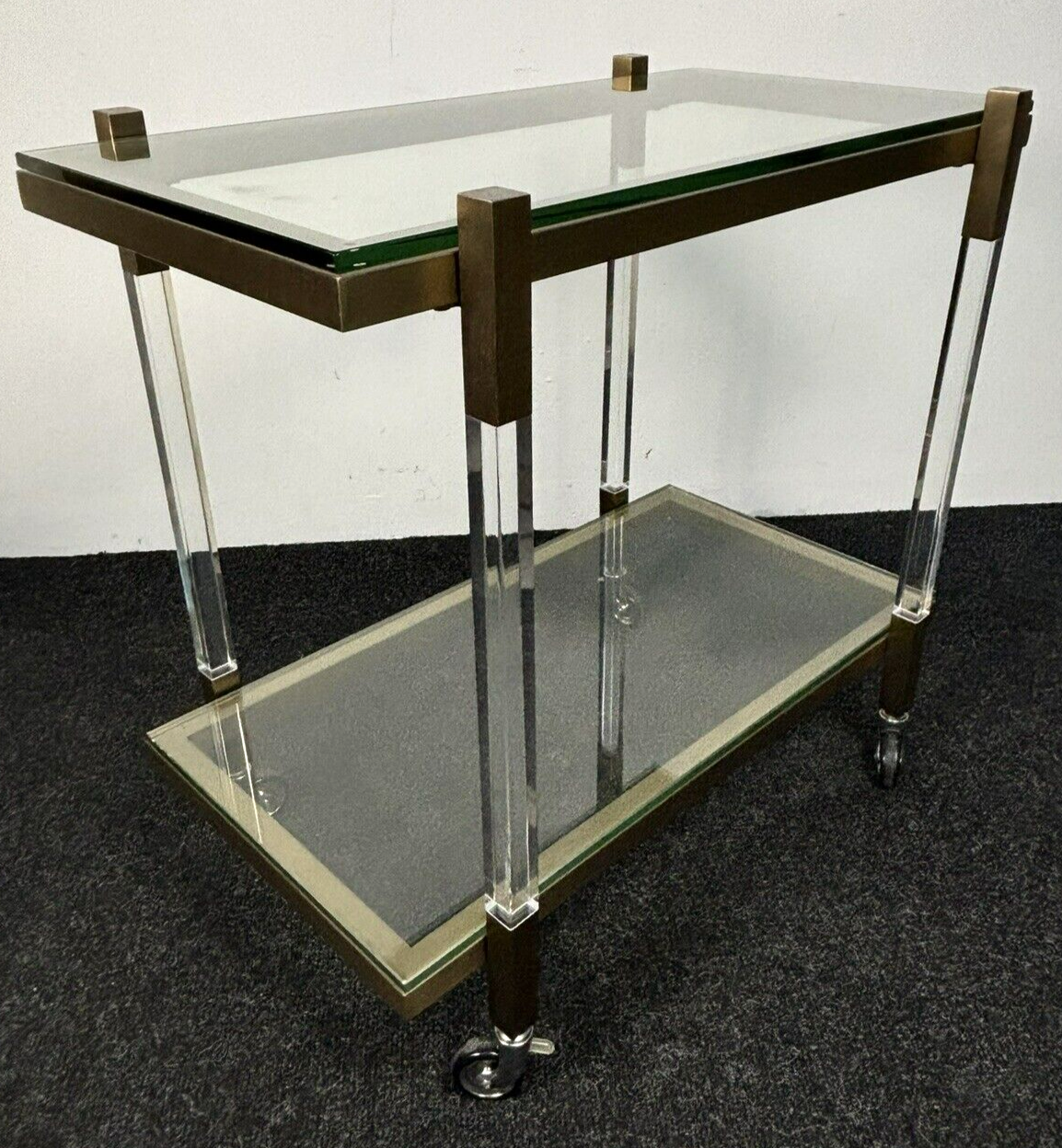 EICHHOLTZ Royalton Servierwagen Barwagen Messing gebürstet Glas Vintage Regency