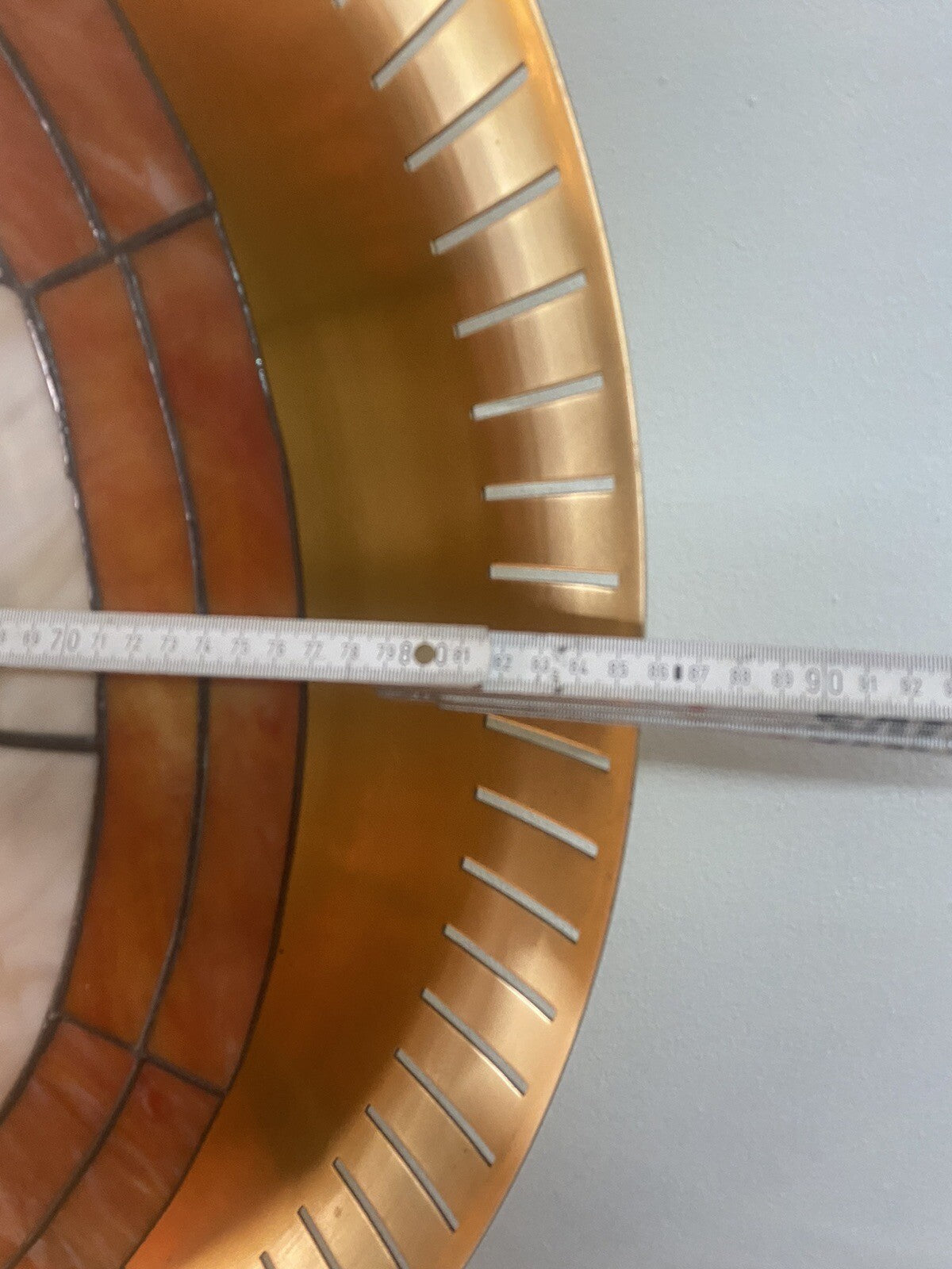 Wandleuchte Glasmalerei Messing  Lampe groß Vintage 85 cm Durchmesser