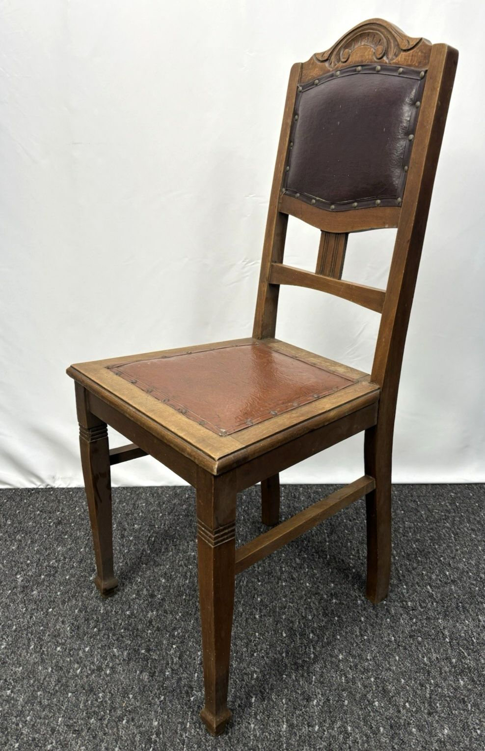 1 von 3 Jugendstil Esszimmerstuhl Art Deco Antik Holz Leder