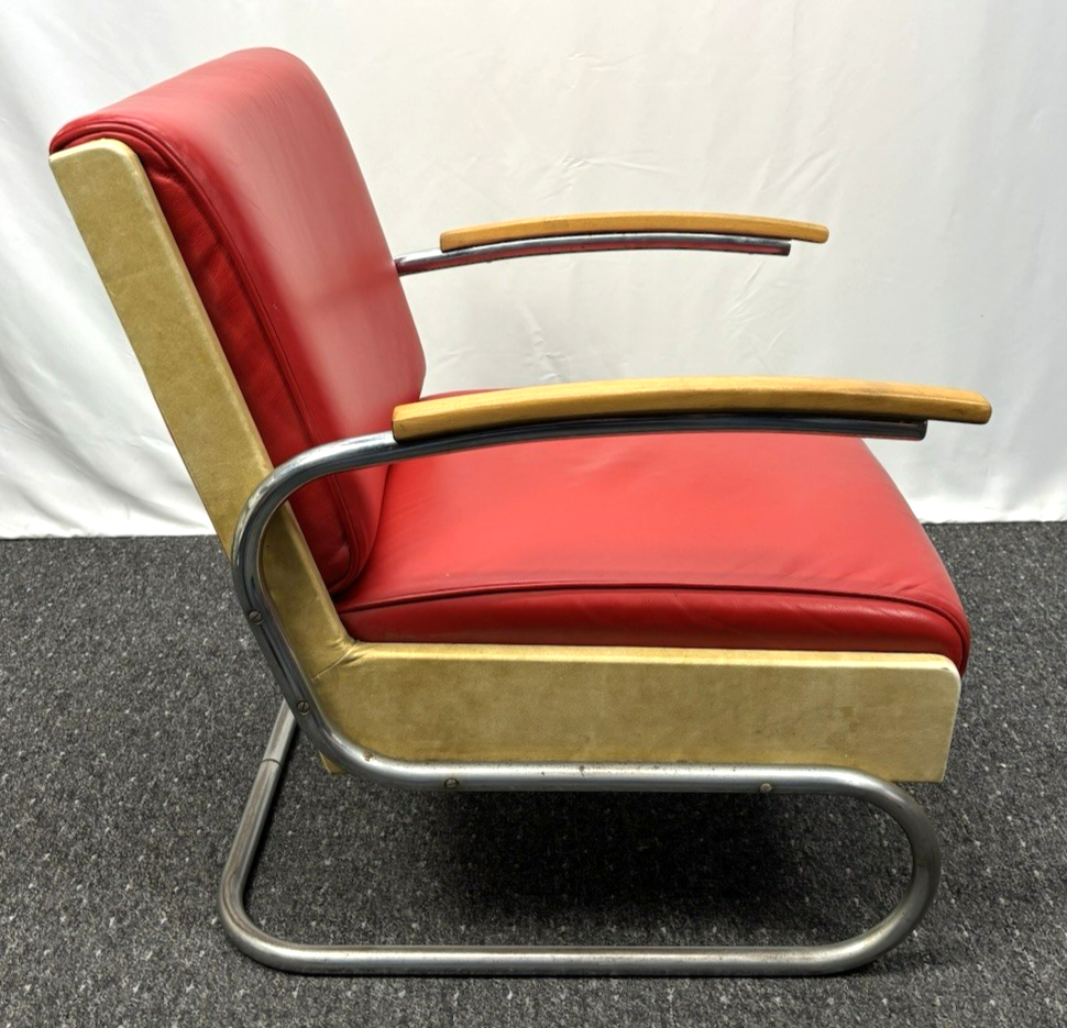 1 v. 2 Bauhaus Freischwinger Stahlrohr Sessel K411 Thonet / Walter Knoll 1930 er