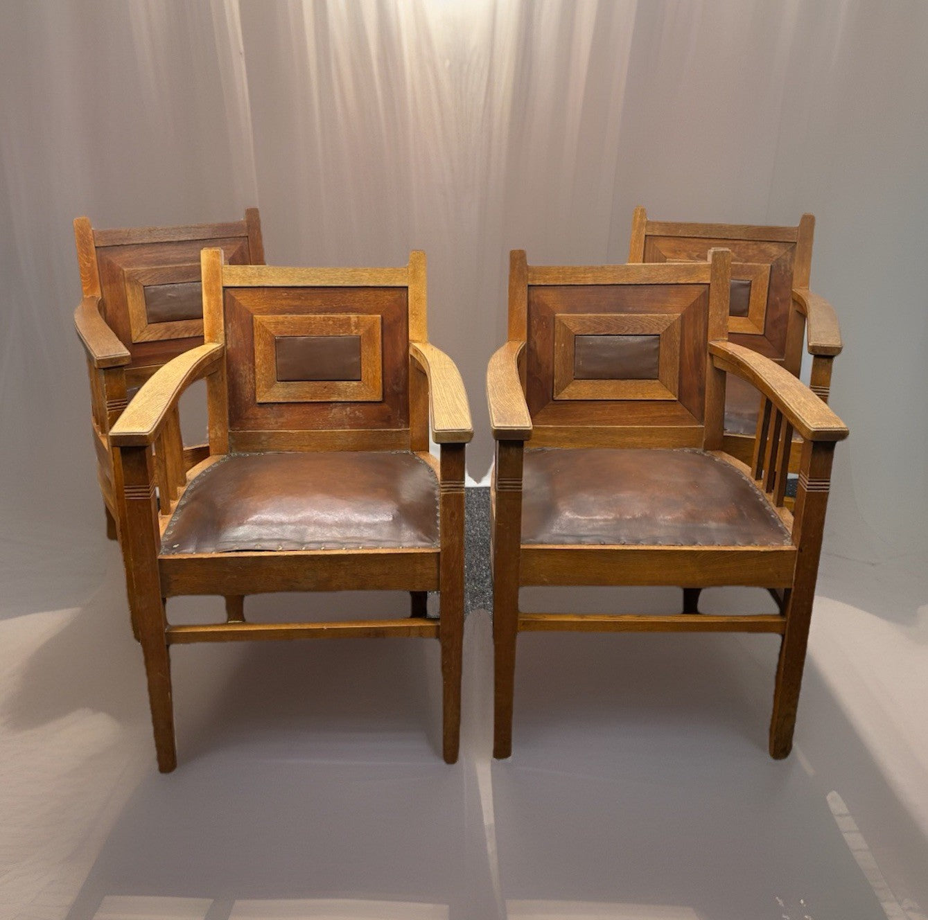 Stuhlset Art Deco Armlehnstuhl Antik Esszimmer Büro Massivholz 4 Stück