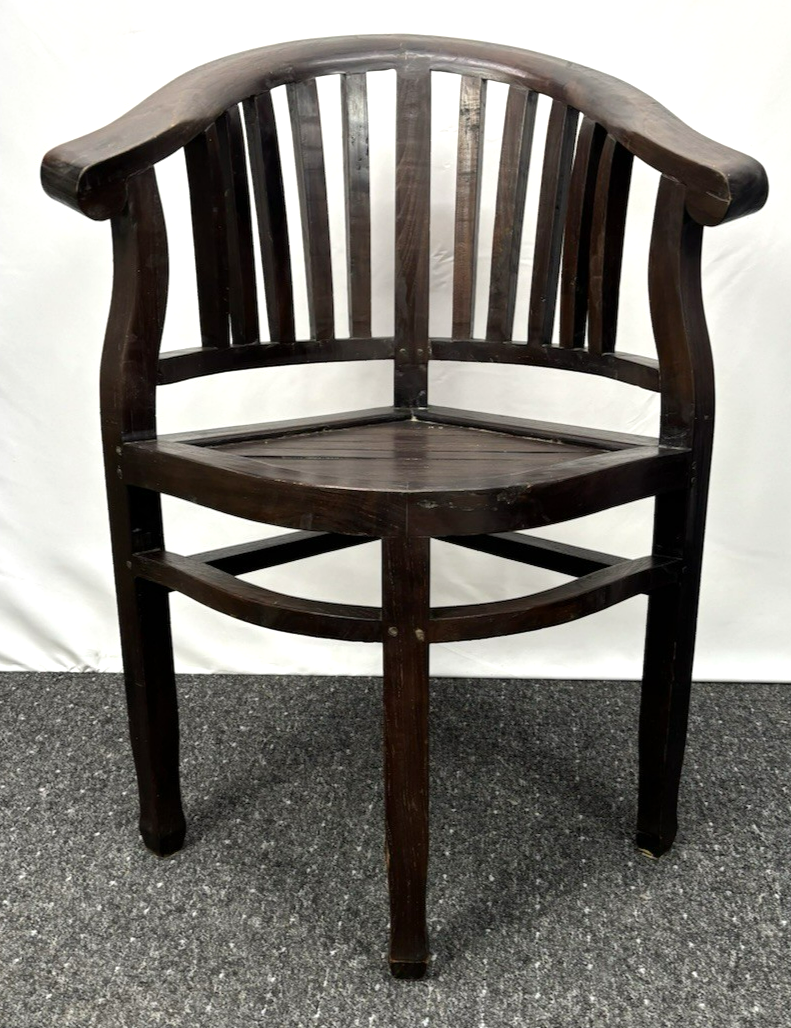 1 von 2 Eckstuhl Kolonial Stil Massivholz Art Deco Vintage Büro Captainchair