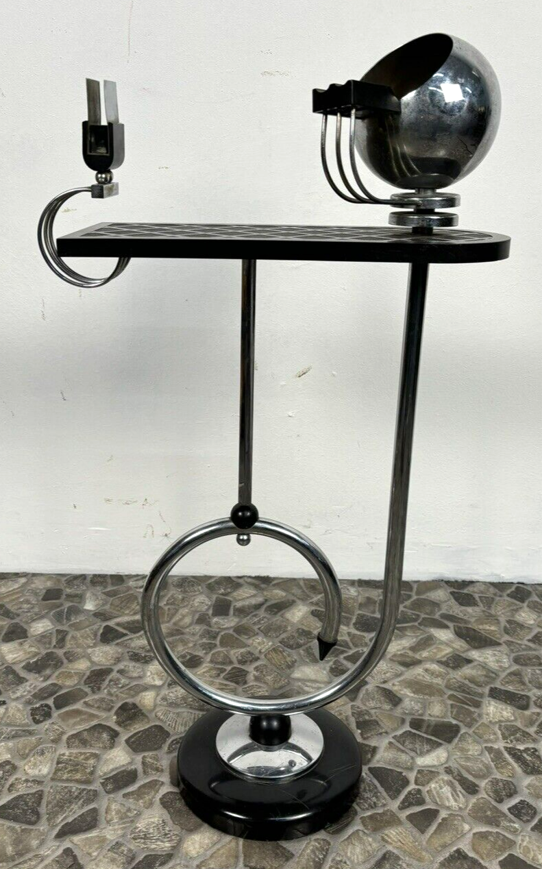 Rauchertisch Beistelltisch Stand Aschenbecher Stahlrohr Bauhaus Bakelit Chrom