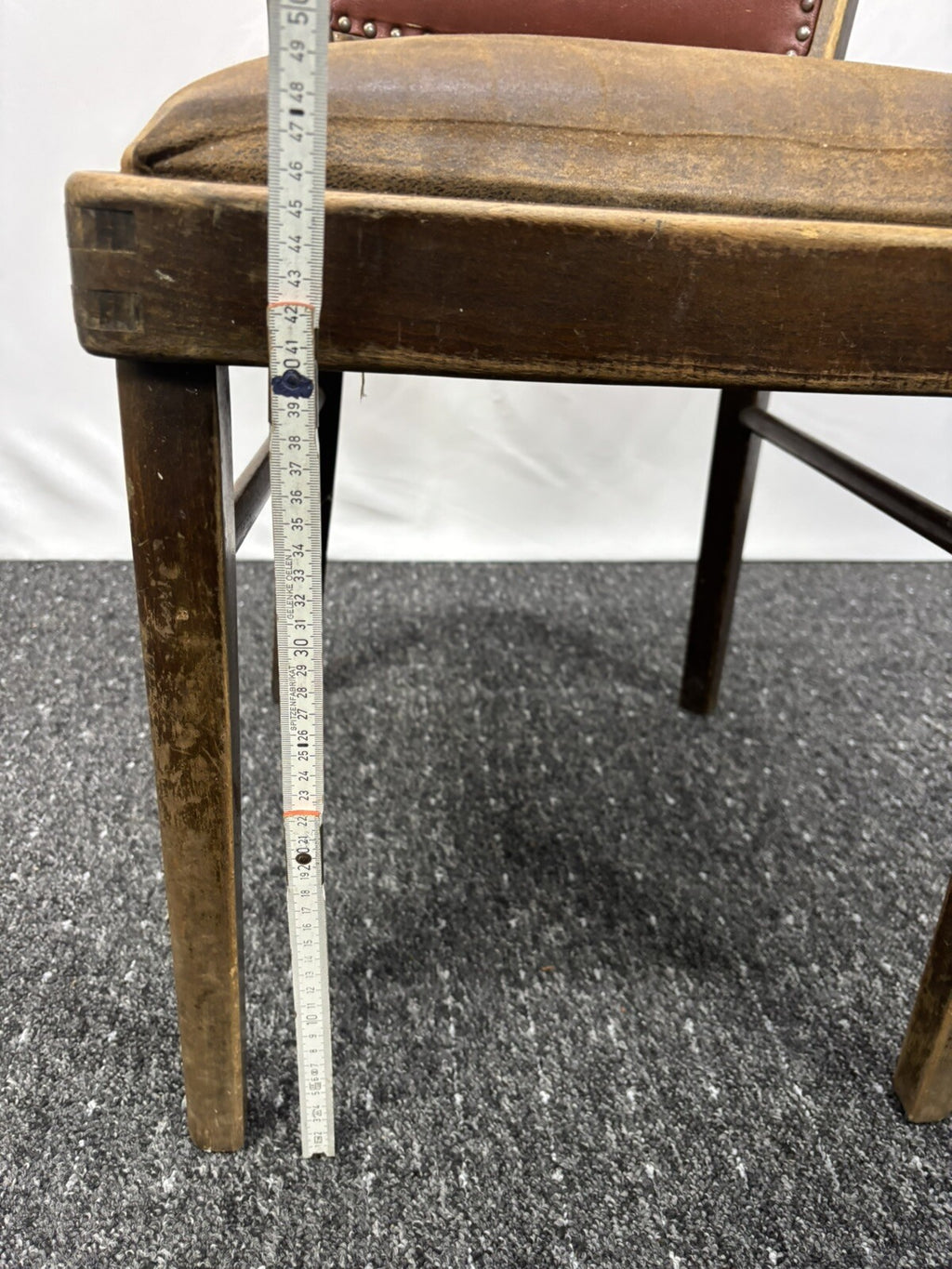 2er Set Küchenstuhl Esszimmer Holz Leder Art Deco Antik Vintage zur Restauration