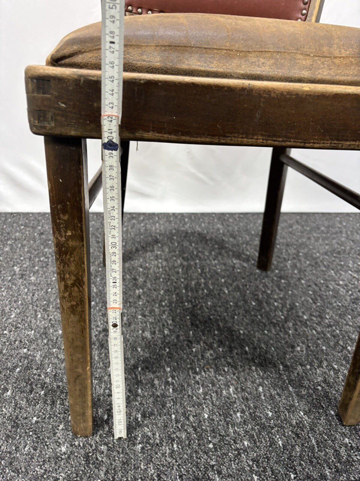 2er Set Küchenstuhl Esszimmer Holz Leder Art Deco Antik Vintage zur Restauration