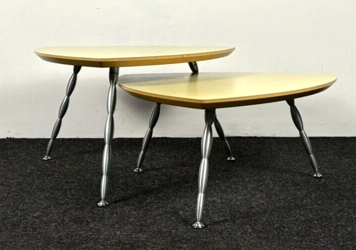 Design Beistelltische Tischset 2tlg Dreieck Dreibein Vintage Bauhaus Edelstahl