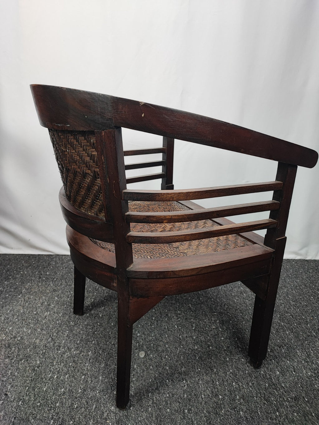 Kolonialstil Armlehnstuhl Massivholz Rattan Sessel Korbstuhl Wohnzimmer Braun