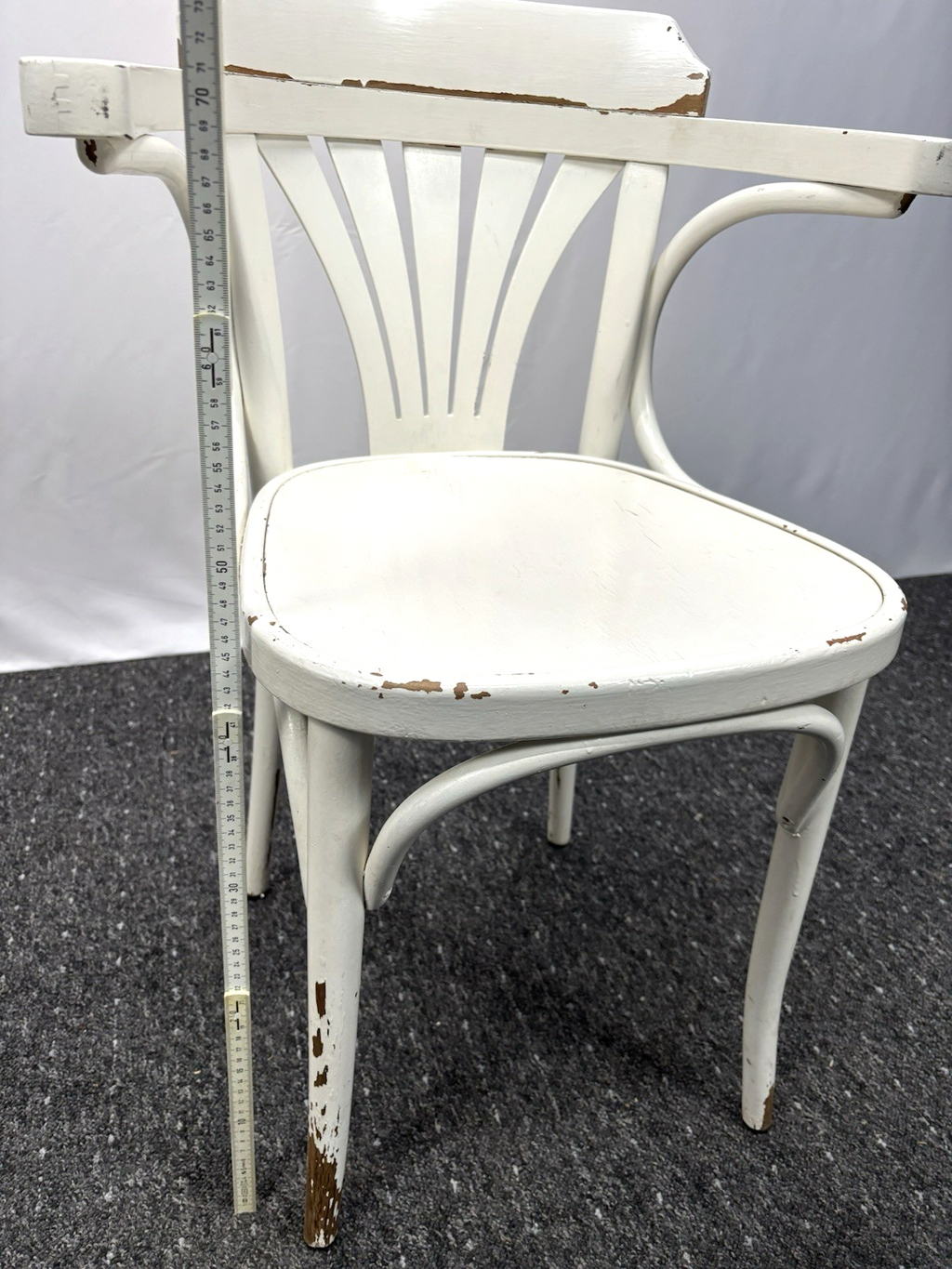 1 von 3 Armlehnstuhl Bistro Vollholz weiß Art Deco Bauhaus  Vintage an Bastler