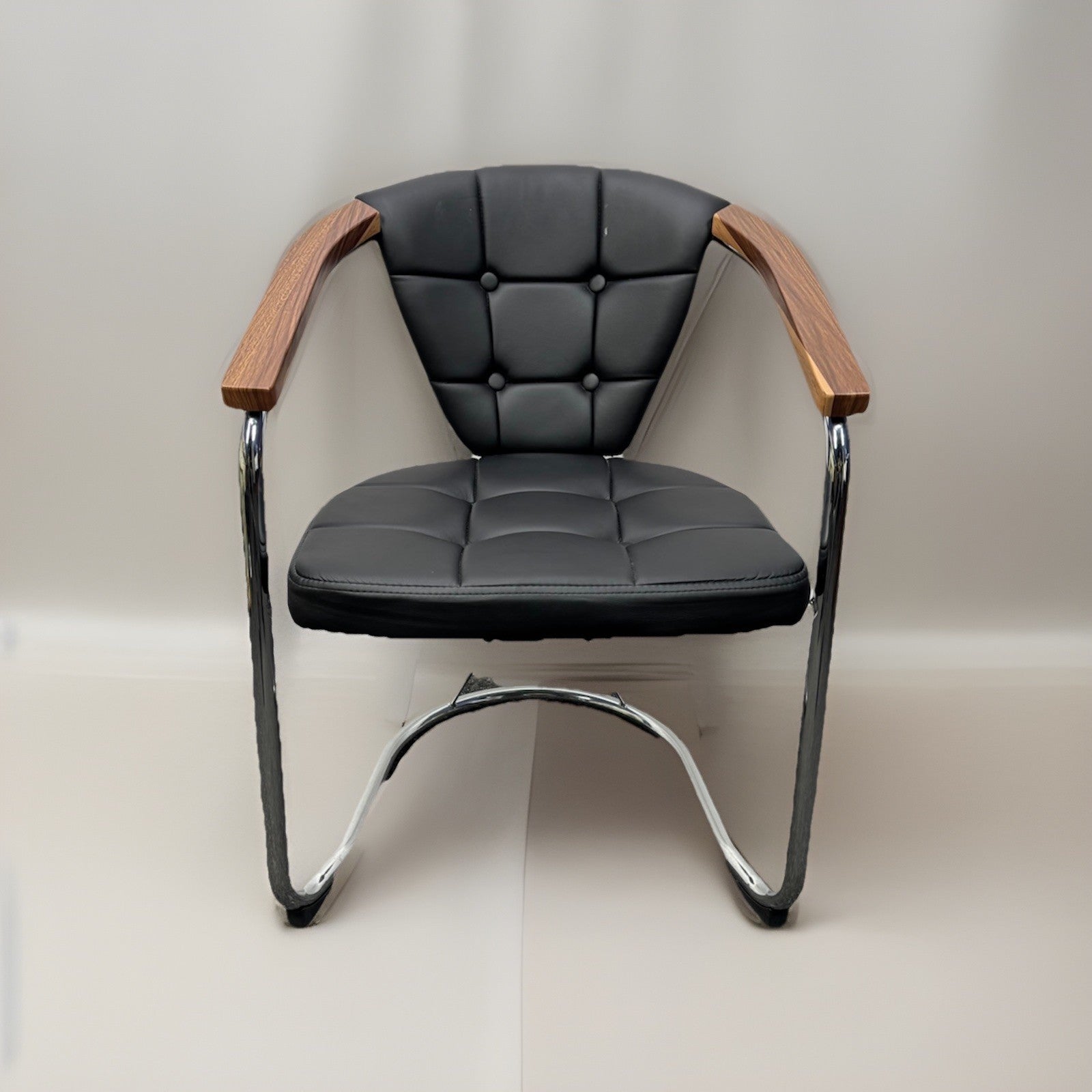 1 von 6 Stuhl Gropius Vintage Kunstleder silber schwarz Büro Esstisch Bauhaus