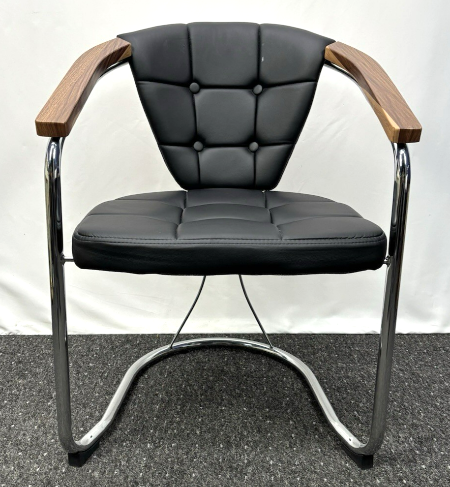 1 von 6 Stuhl Gropius Vintage Kunstleder silber schwarz Büro Esstisch Bauhaus