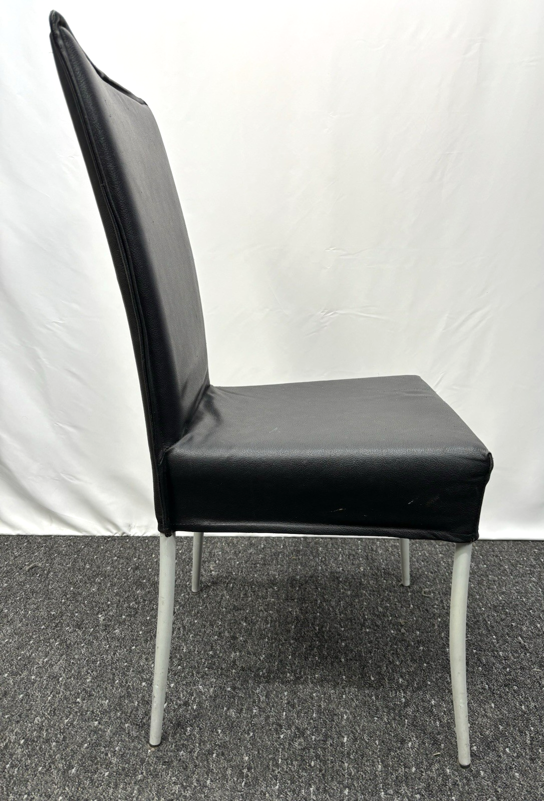 1 von 2 Hochlehner Esszimmer Stuhl Leder Vintage Stahlrohr schwarz Effezeta