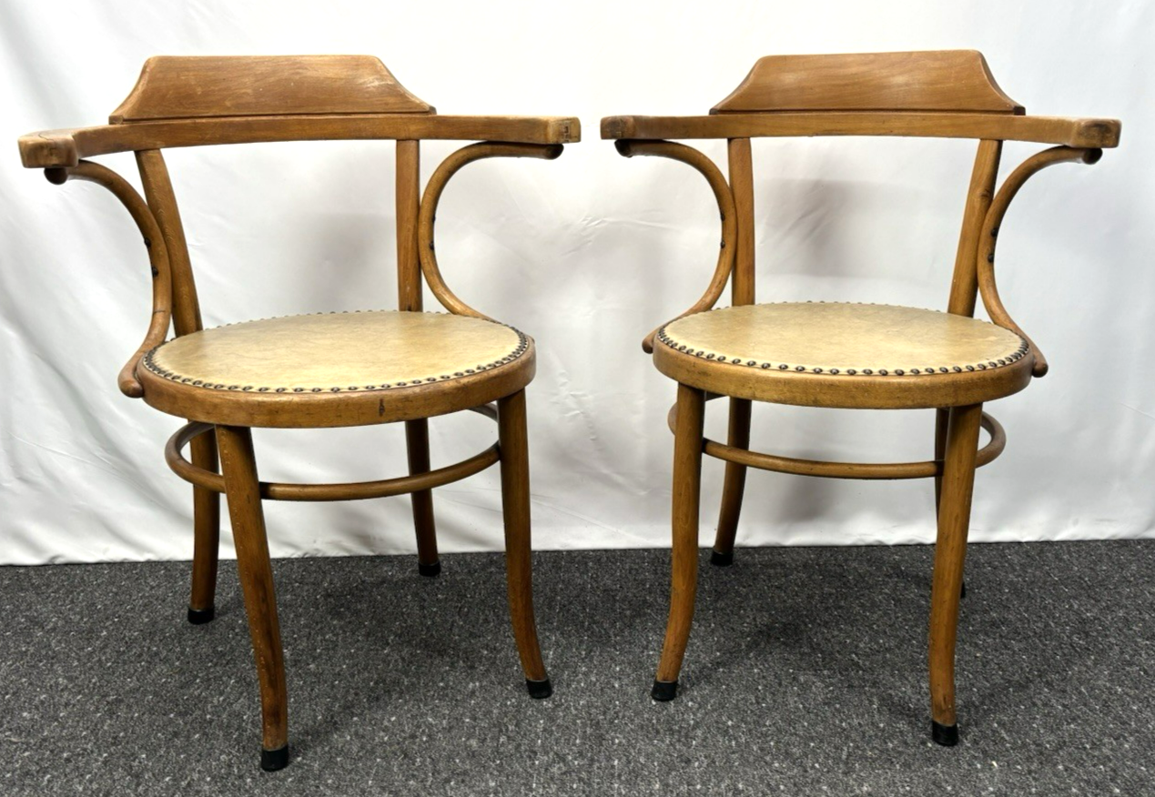 1 von 2 Armlehnstuhl  MUNDUS / Thonet Holz  Art Deco Bauhaus Büro Stuhl Leder