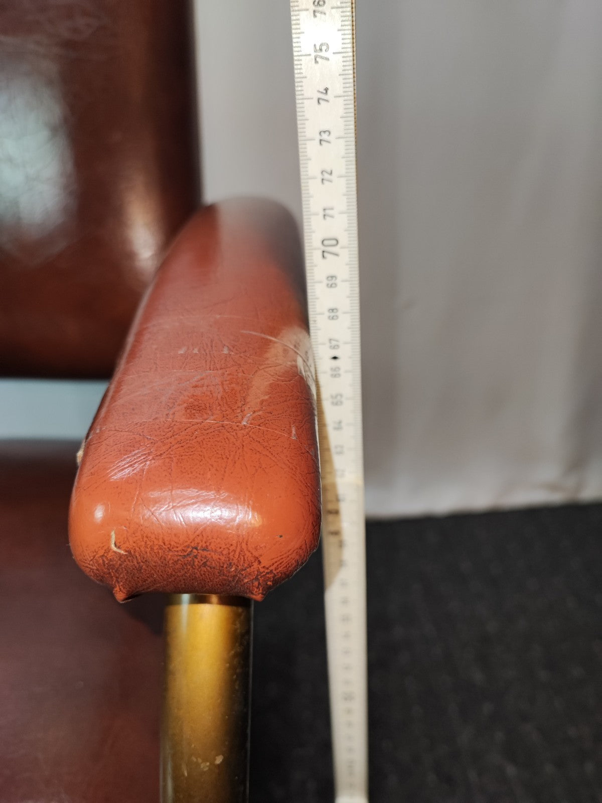Vintage USA Bürostuhl 60er Drehstuhl Messing Leder Mid-Century Office Retro