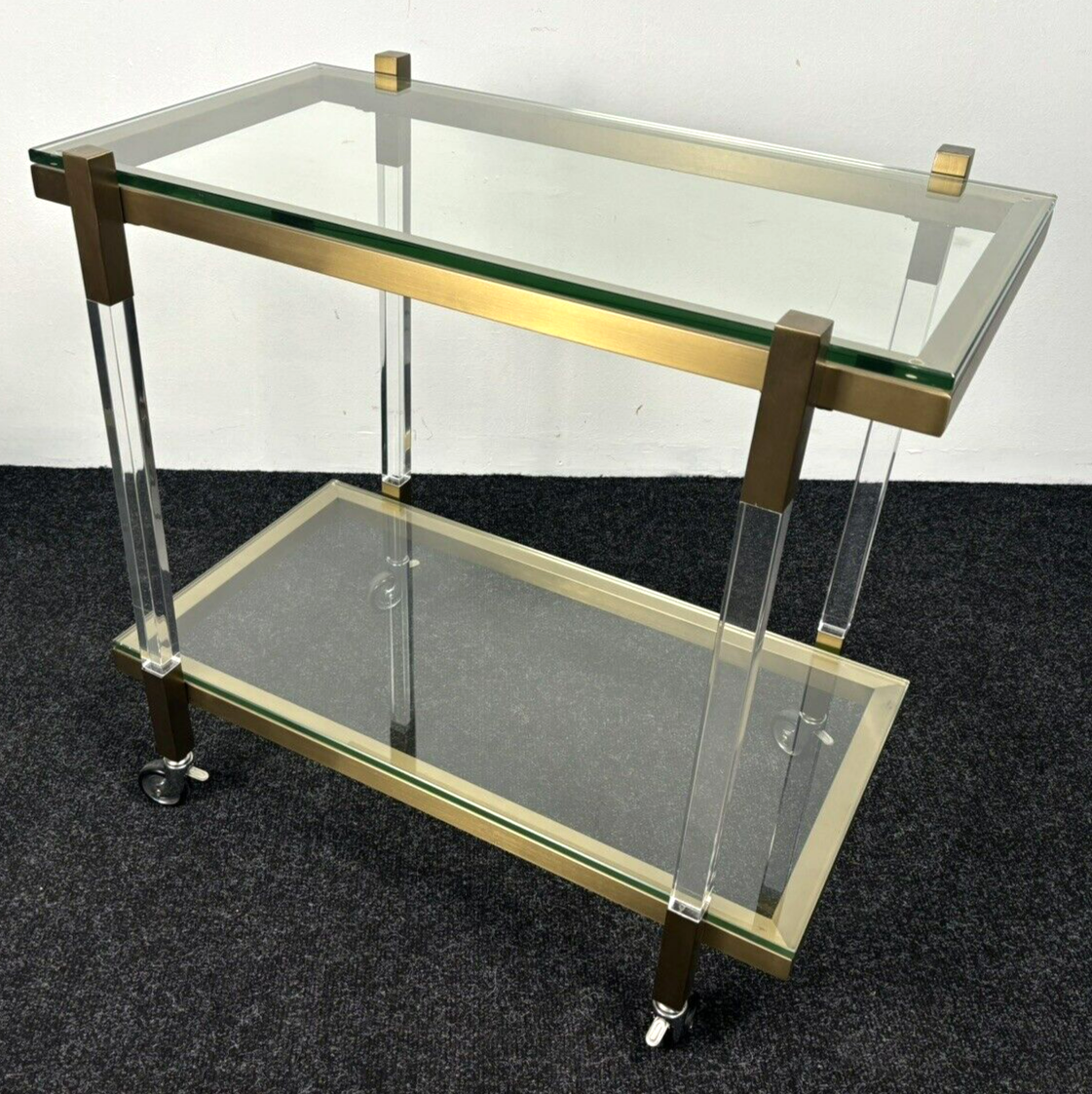 EICHHOLTZ Royalton Servierwagen Barwagen Messing gebürstet Glas Vintage Regency