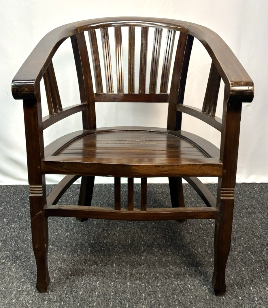 Teakholz Stuhl Kolonialstil Massivholz Armlehne Vintage Esszimmer Sessel 1