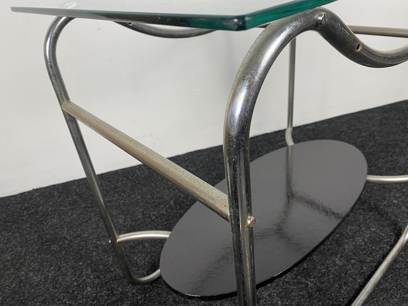 Bartisch Beistelltisch Stahlrohrmöbel Bauhaus Holz Glas