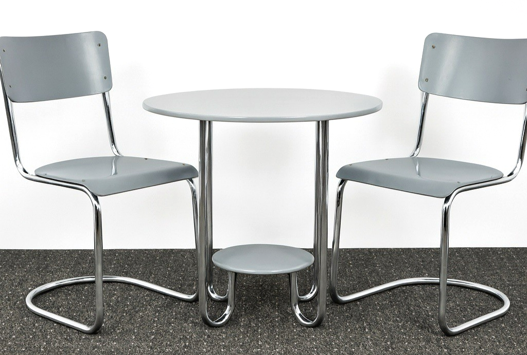 Tisch/ Stuhlset Marcel Breuer Stahlrohrmöbel Bauhaus Art Deco