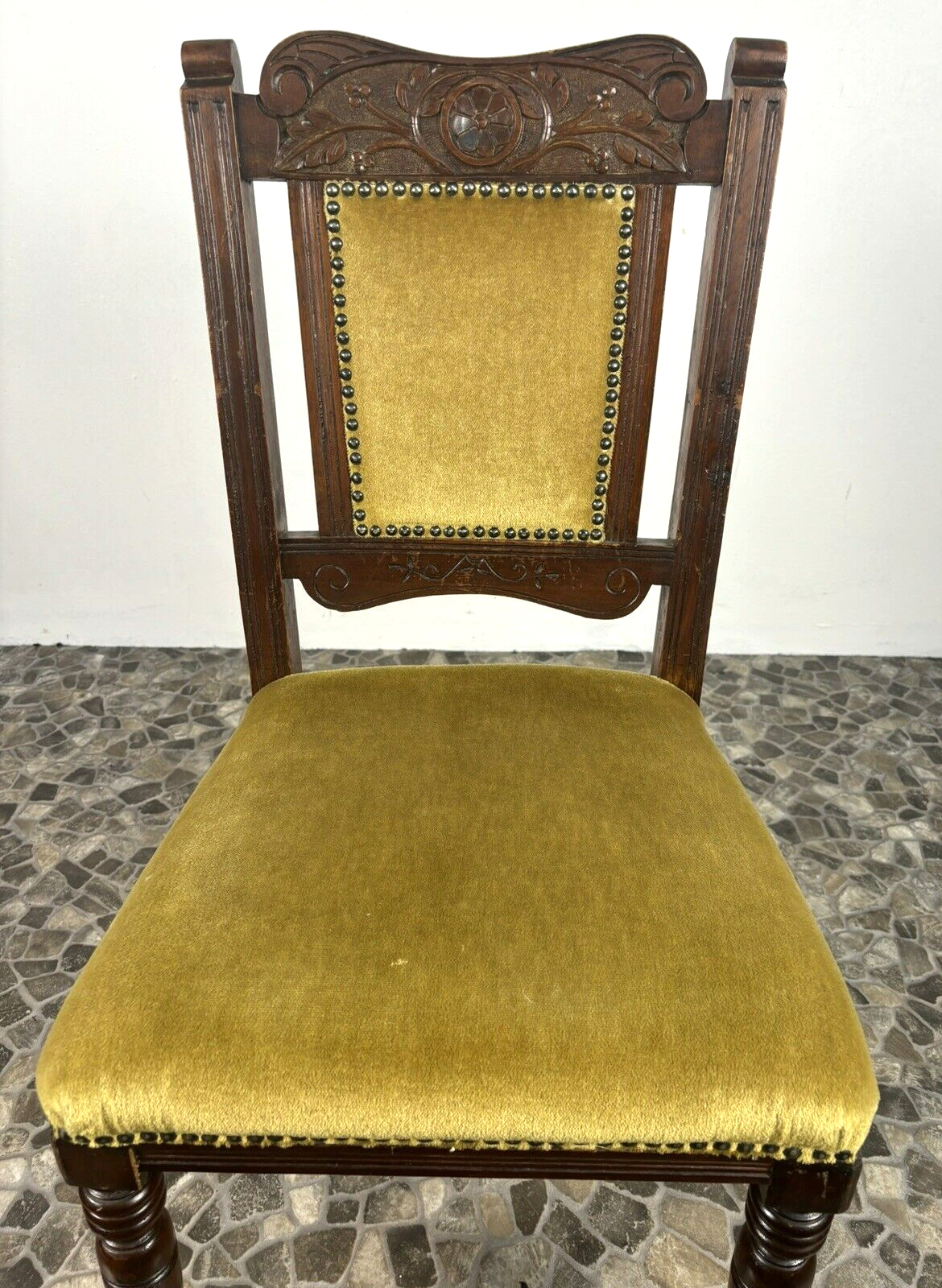 4er Set Antike Stühle Jugendstil viktorianisch Esszimmer Art Deco Holzschnitzarb