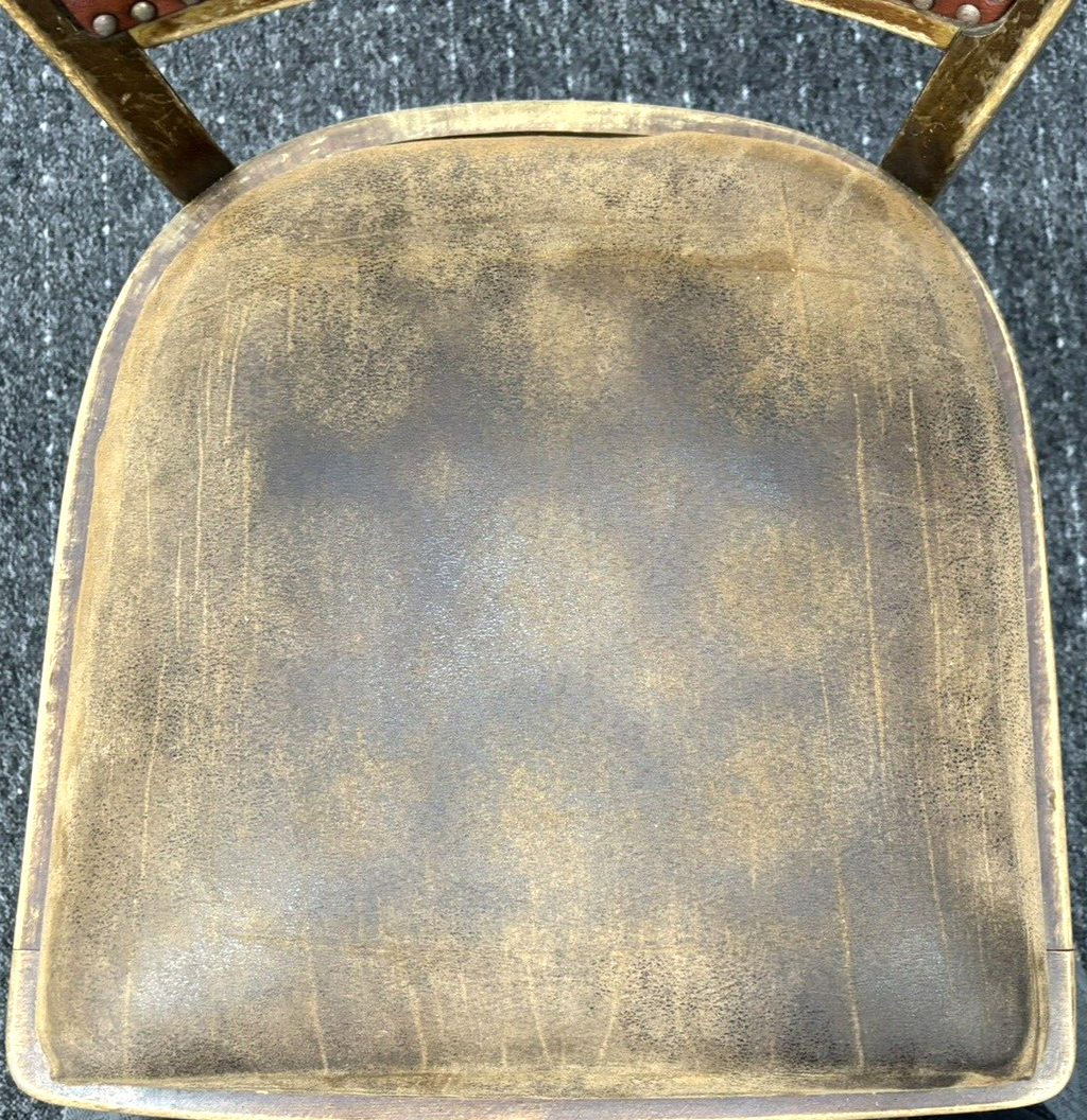 2er Set Küchenstuhl Esszimmer Holz Leder Art Deco Antik Vintage zur Restauration