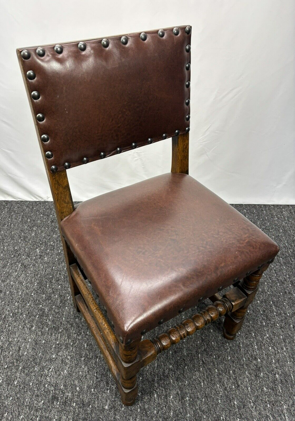 1 von 4 Lederstuhl Esszimmer Art Deco Vintage Massivholz gut gepolstert Büro