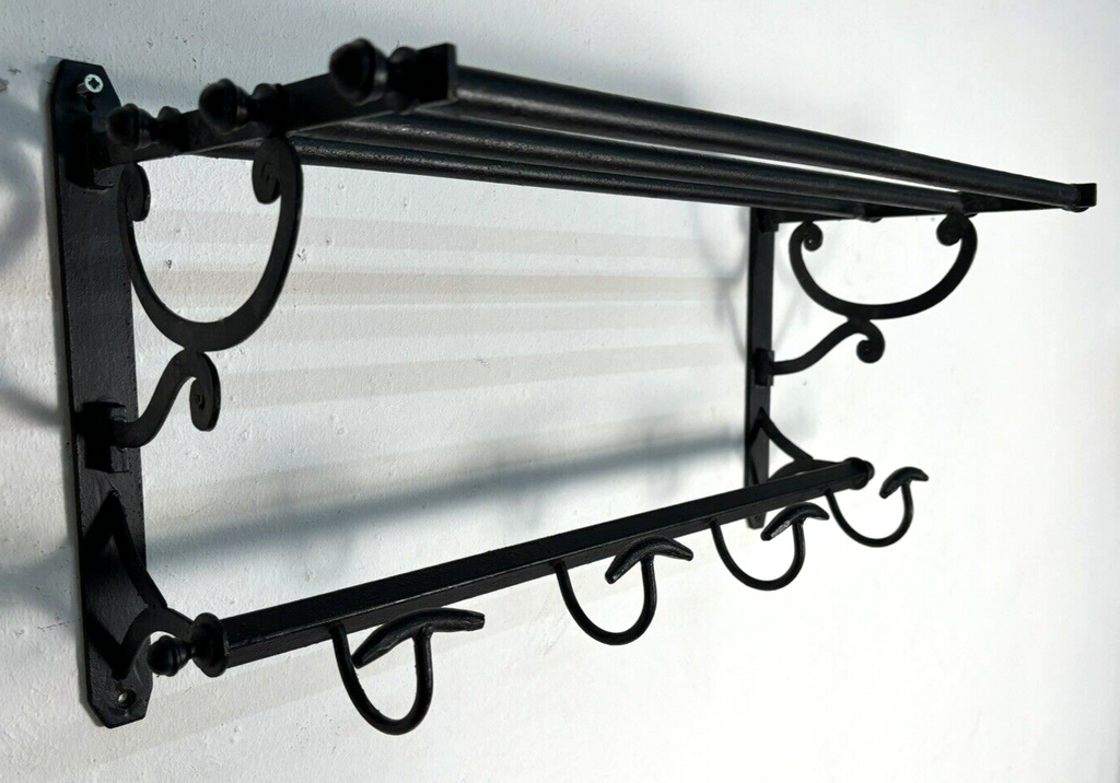 Wandgarderobe Stahlrohr schwarz mit Hutablage Art Deco Bauhaus 