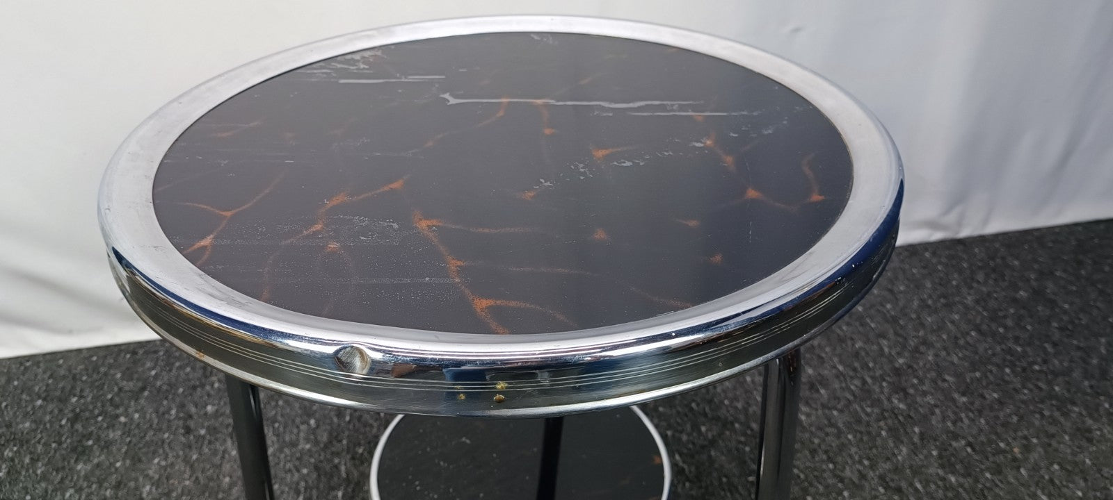 Art Deco Bauhaus Stahlrohr Beistelltisch 1930er Original Chrom Restaurierung