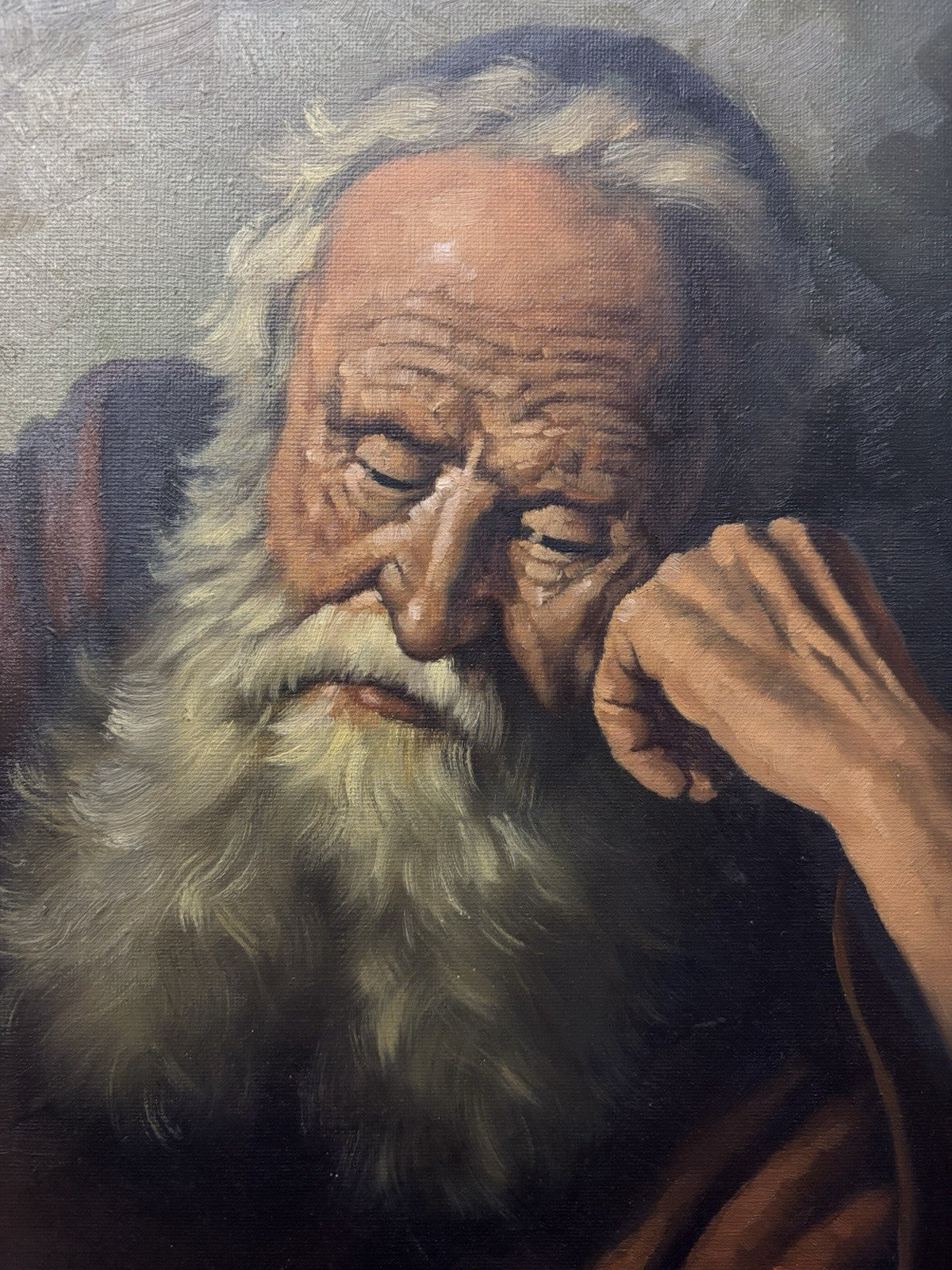 Bild Ölgemälde "Der Eremit" nach Salamon Koninck signiert gerahmt ca. 61 x 73 cm
