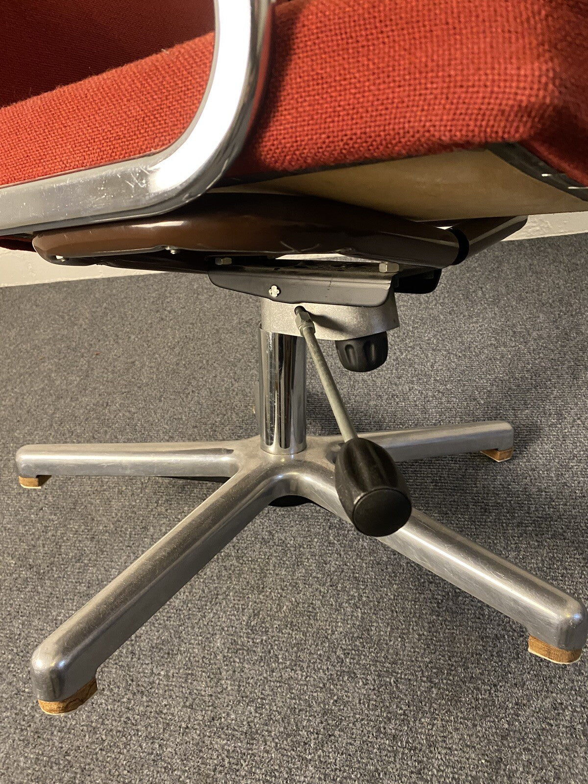 Bürostuhl, Drehstuhl, Sessel, Rot, Polster, Vintage 