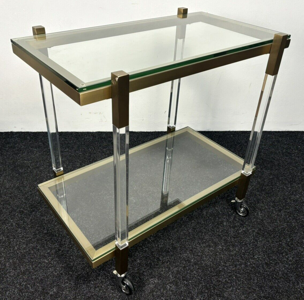 EICHHOLTZ Royalton Servierwagen Barwagen Messing gebürstet Glas Vintage Regency