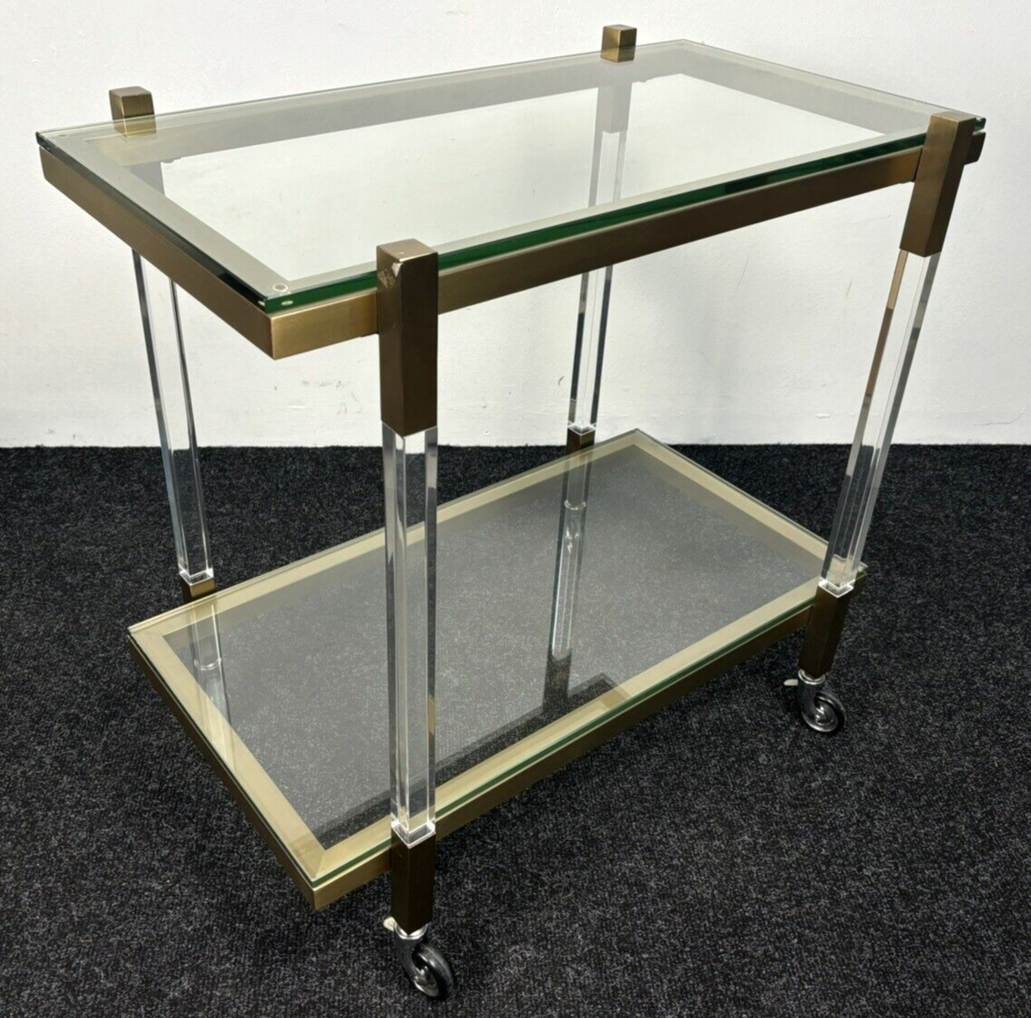 EICHHOLTZ Royalton Servierwagen Barwagen Messing gebürstet Glas Vintage Regency