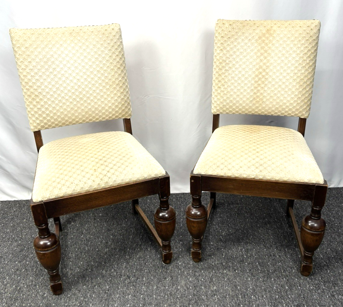 4er Set Esszimmer Stuhl Massivholz Stoffbezug Art Deco Vintage