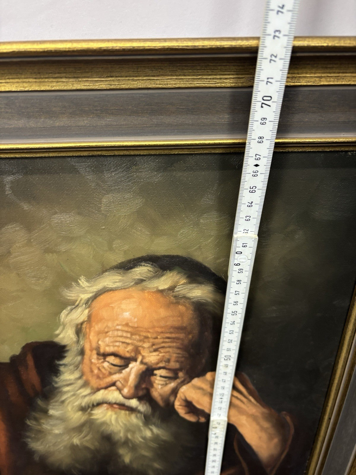Bild Ölgemälde "Der Eremit" nach Salamon Koninck signiert gerahmt ca. 61 x 73 cm