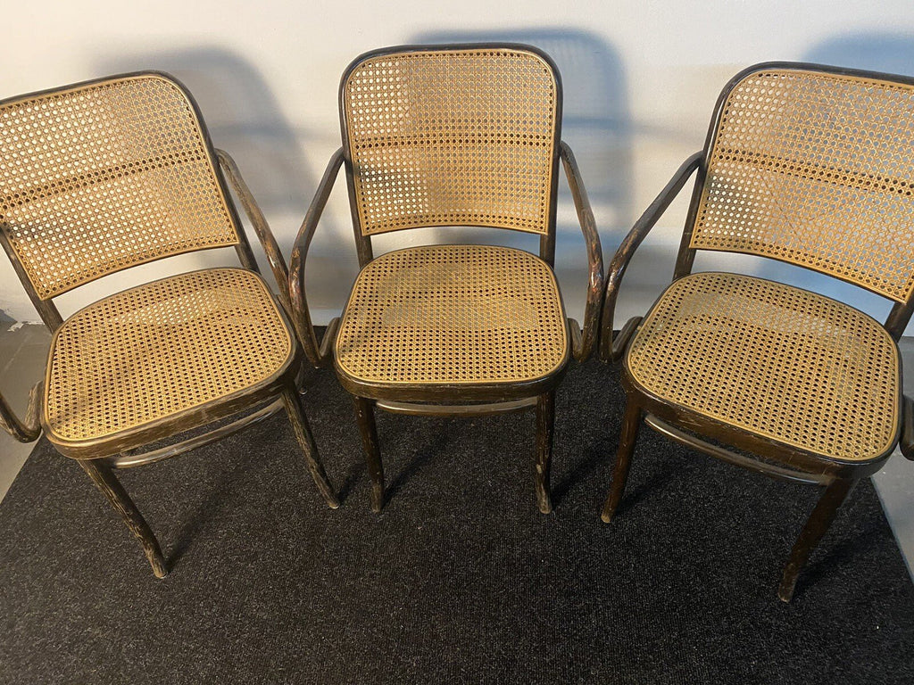 Vintage Armlehnenstuhl Thonet Stil Wiener Geflecht Stuhl Bugholz Prager Stuhl - Wesel Antik Kunst Vintage