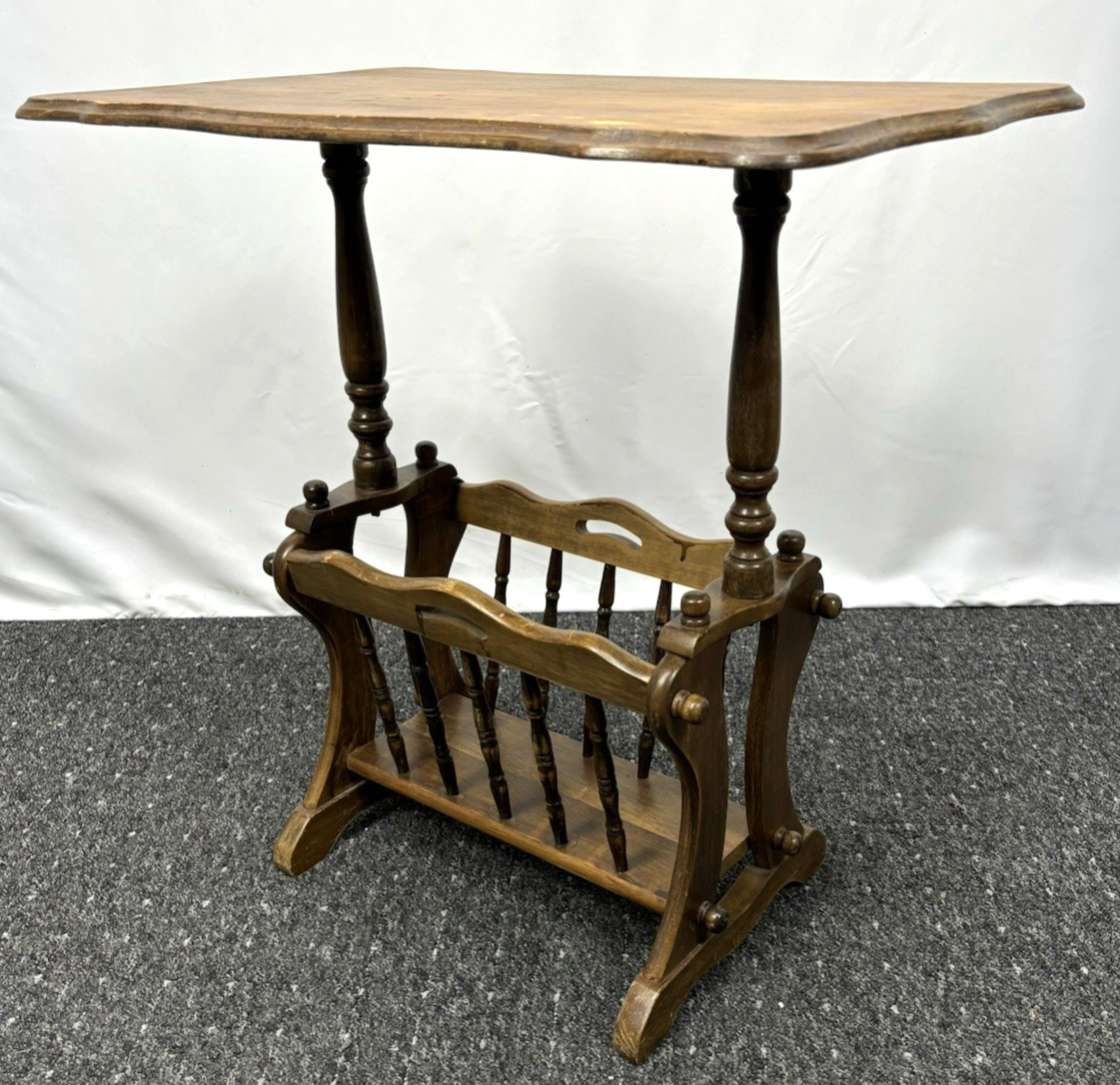 Beistelltisch Mit Zeitungshalter-/ Fach Massivholz Art Deco Antik Vintage 