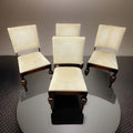 4er Set Esszimmer Stuhl Massivholz Stoffbezug Art Deco Vintage