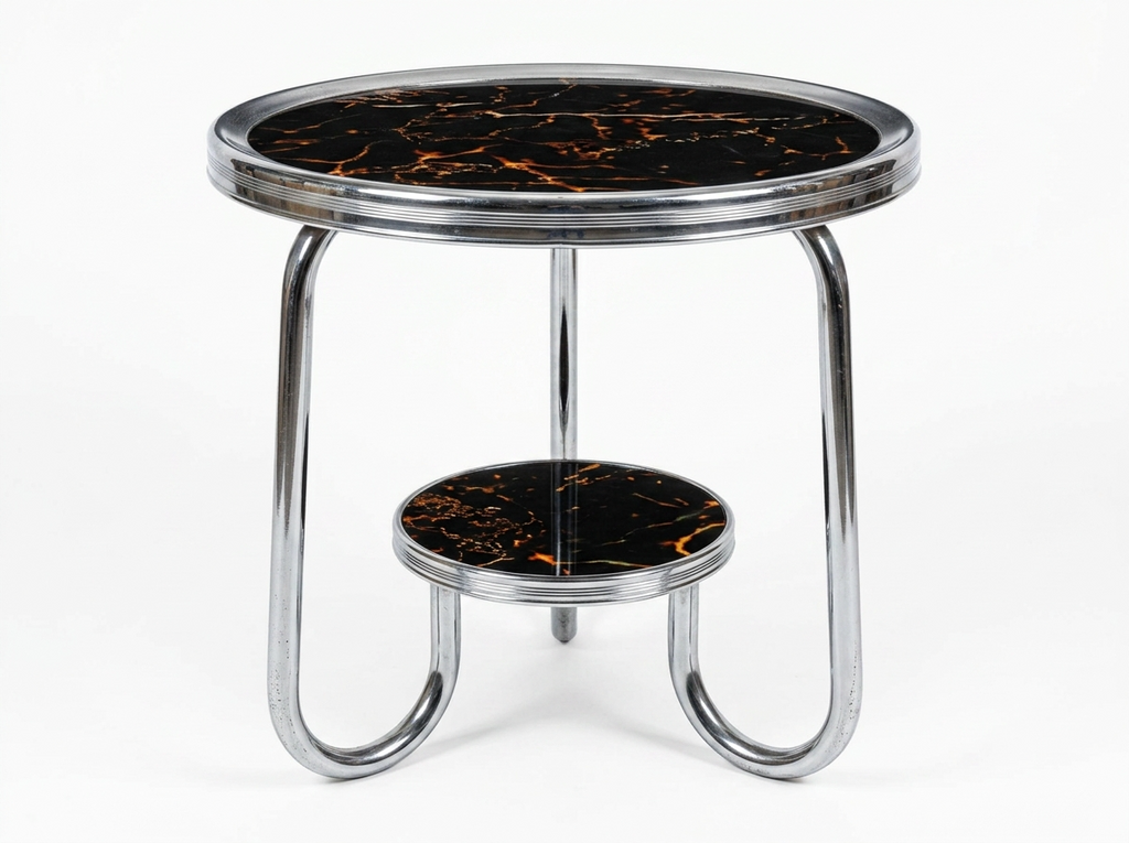 Art Deco Bauhaus Stahlrohr Beistelltisch 1930er Original Chrom Restaurierung