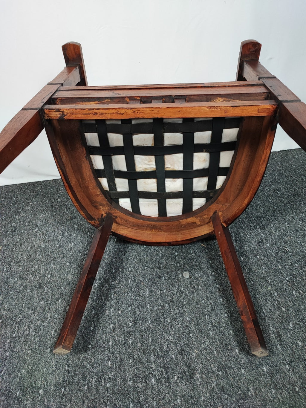 Arts Crafts Armlehnstuhl Leder Massivholz Vintage Ziernägel Herrenzimmer Braun
