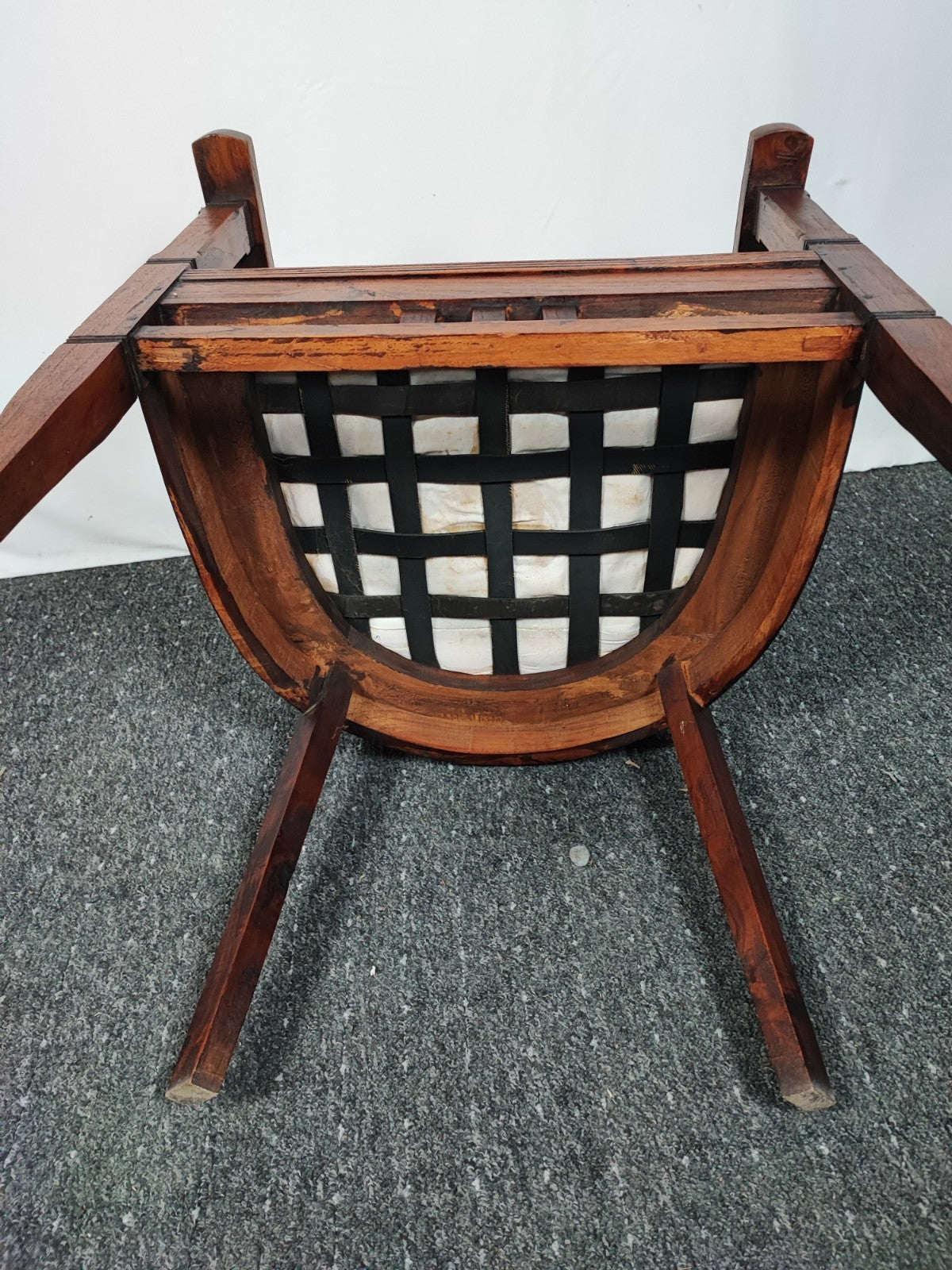 Arts Crafts Armlehnstuhl Leder Massivholz Vintage Ziernägel Herrenzimmer Braun