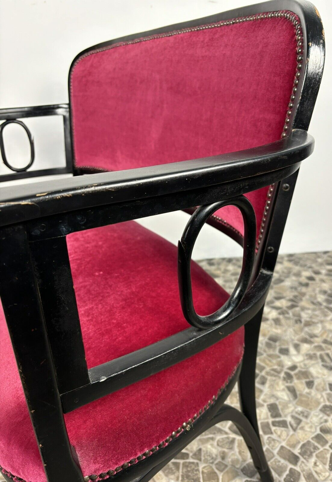 ORIGINAL Gebrüder Thonet Sitzbank Kanapee Antik Bugholz neu gepolstert Art Deco