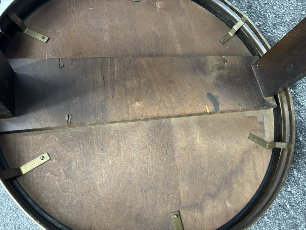 Tisch Rund Beistelltisch Art Deco Vintage Antik Kupfer Holz ca. 53 cm