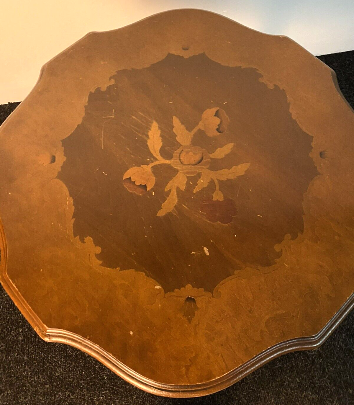 Tisch Rund Beistelltisch Holz Dreibeinige ArtDeco Vintage