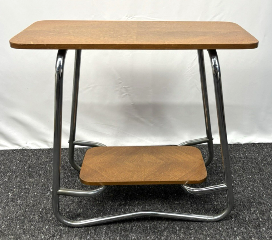 Beistelltisch Stahlrohrmöbel Holz Bauhaus Vintage Art Deco 