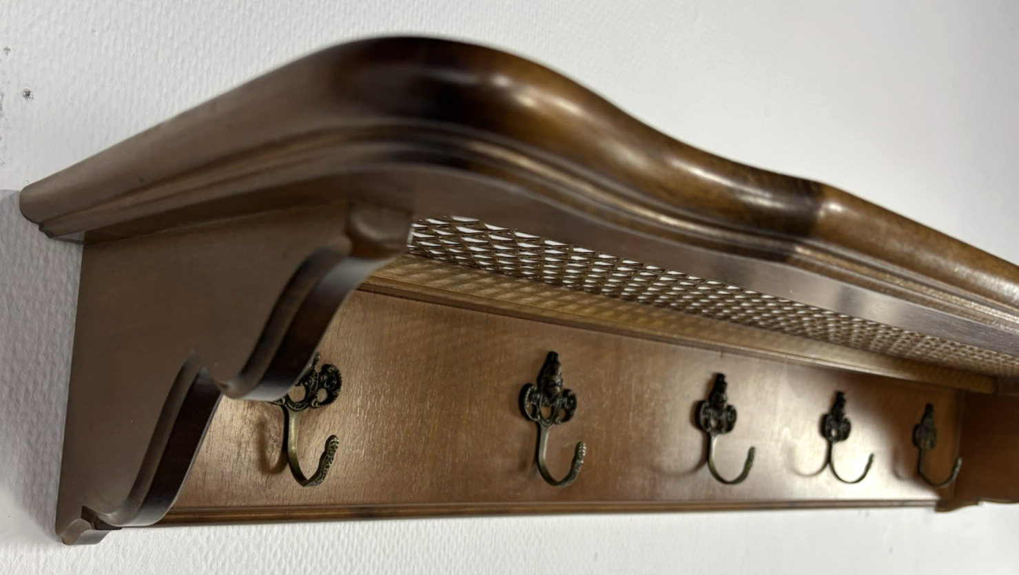 Wandgarderobe mit Hutablage Holz Art Deco Antik Wiener Geflecht