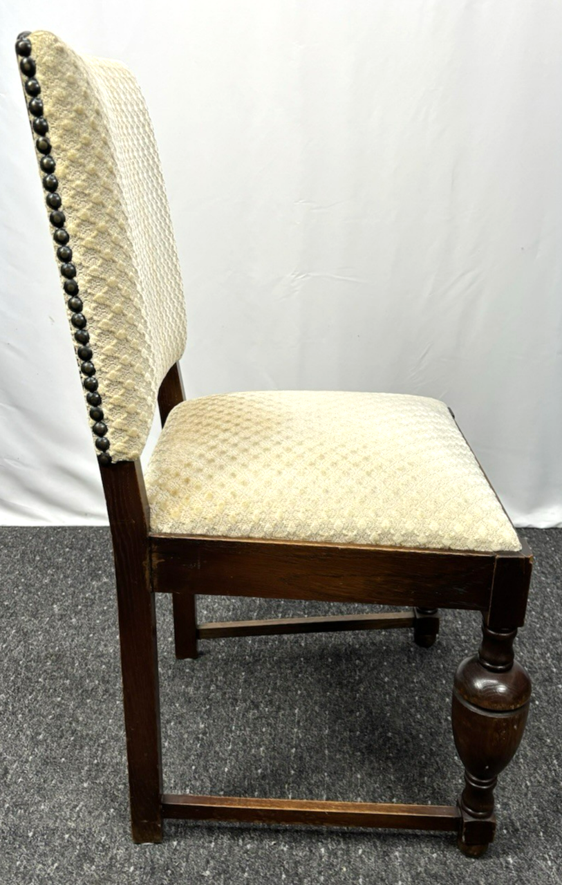 4er Set Esszimmer Stuhl Massivholz Stoffbezug Art Deco Vintage